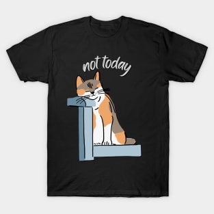 Lazy Cat Nope not Today funny sarcastic messages sayings and quotes T-Shirt